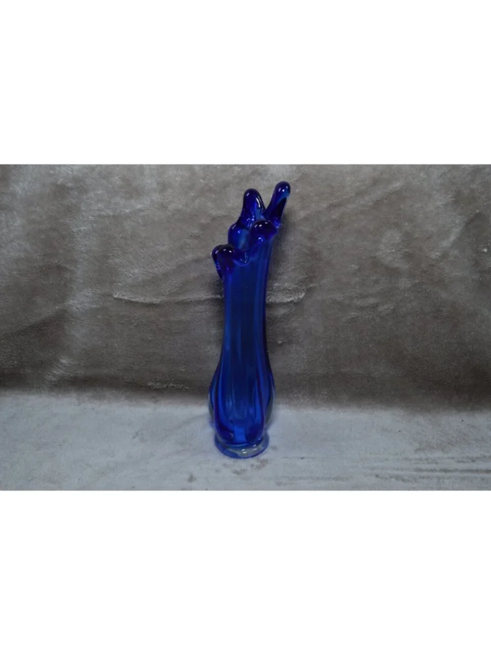 Vintage Cobalt Blue 5-Finger Swung Art Glass Vase MCM Retro Bud Retro Chic